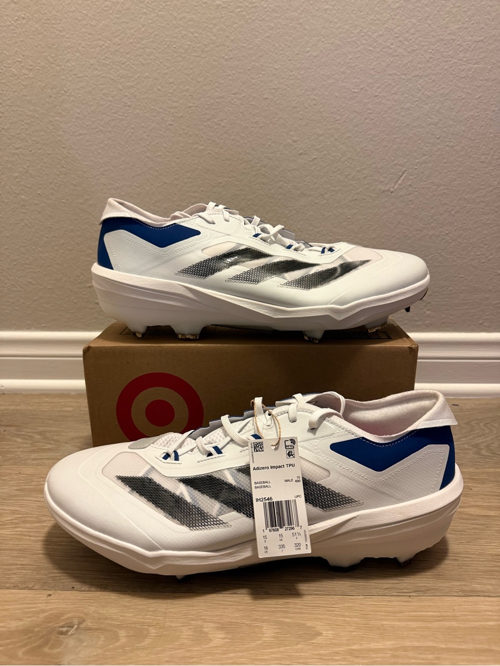 Adidas Adizero Impact TPU Baseball Cleats White/Black Men’s Size 16 IH2546 NEW